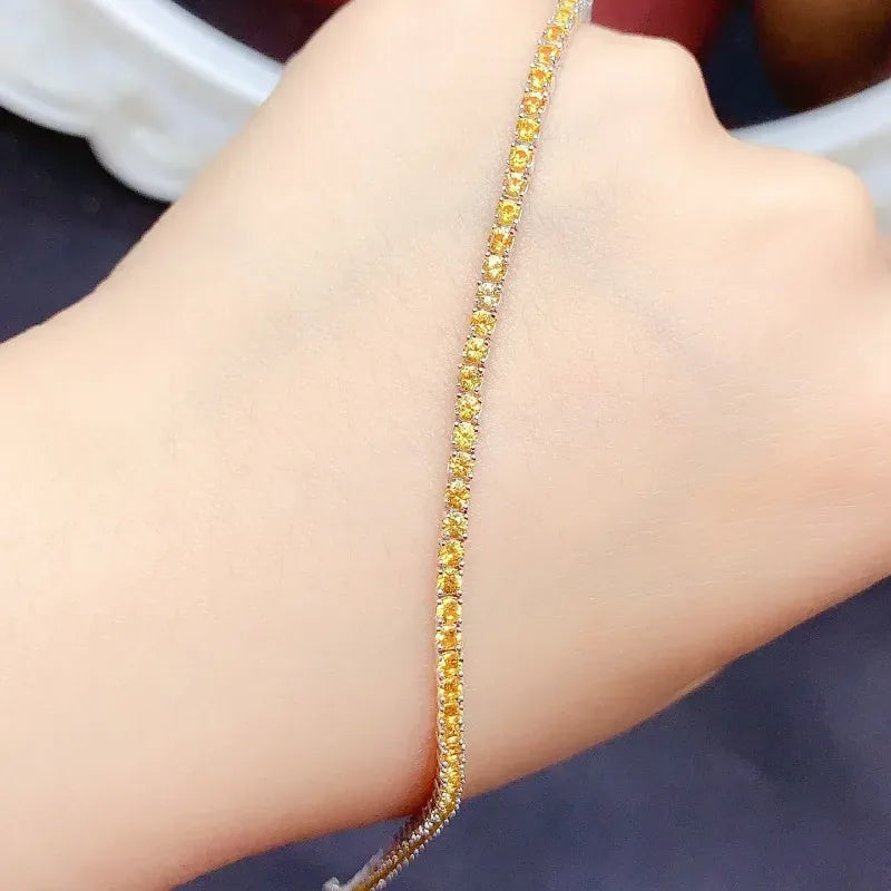 Natural  Citrine Tennis Bracelet Energy Healing Fine Jewelry Stone Gemstone Classic Style Cure Weddings Jewelry for Women
