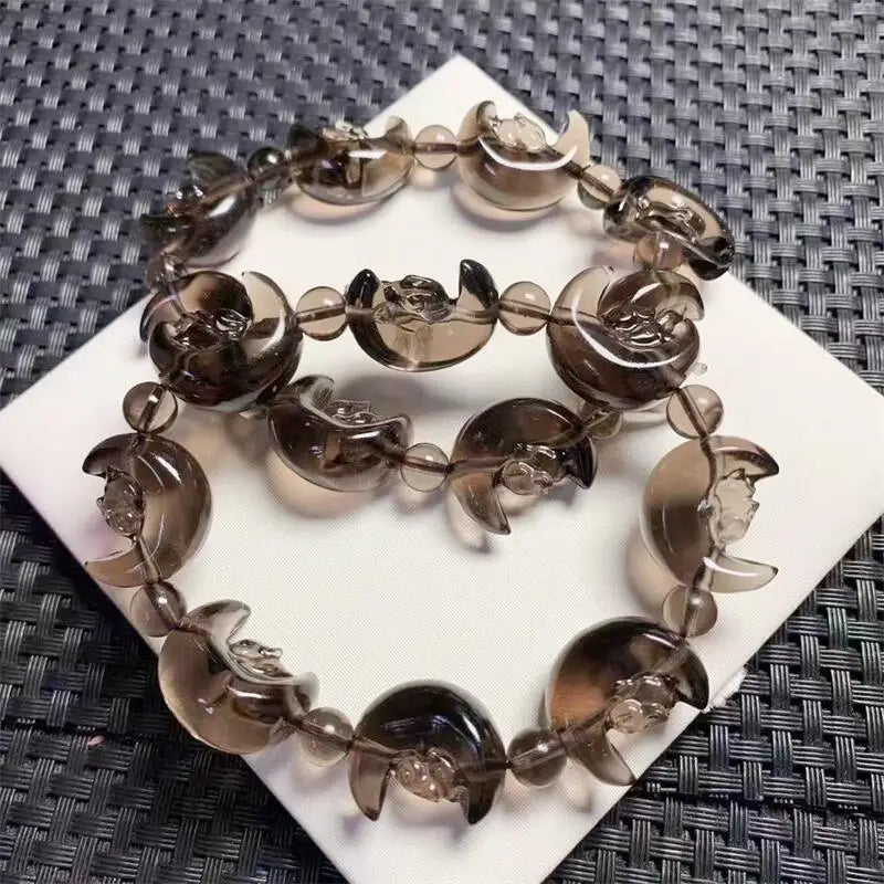 Natural Clear Obsidian Star Moon Rabbit Bracelet Fashion Crystal Quartz Gemstone Jewelry Healing Fengshui Gift For Women 1pcs