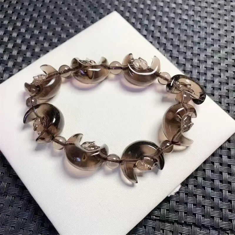 Natural Clear Obsidian Star Moon Rabbit Bracelet Fashion Crystal Quartz Gemstone Jewelry Healing Fengshui Gift For Women 1pcs