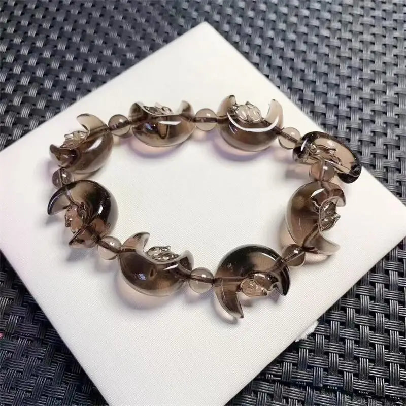 Natural Clear Obsidian Star Moon Rabbit Bracelet Fashion Crystal Quartz Gemstone Jewelry Healing Fengshui Gift For Women 1pcs