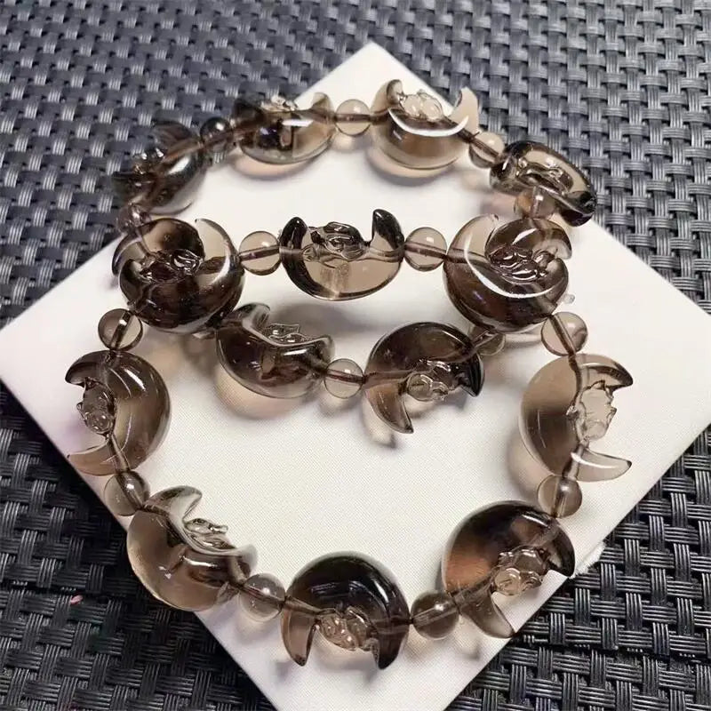 Natural Clear Obsidian Star Moon Rabbit Bracelet Fashion Crystal Quartz Gemstone Jewelry Healing Fengshui Gift For Women 1pcs