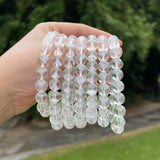 Natural Clear Quartz Aurora Pyramid Bracelet Geometric Crystal Beaded Stretch Jewelry for Women Men Crown Chakra Clarity Gift