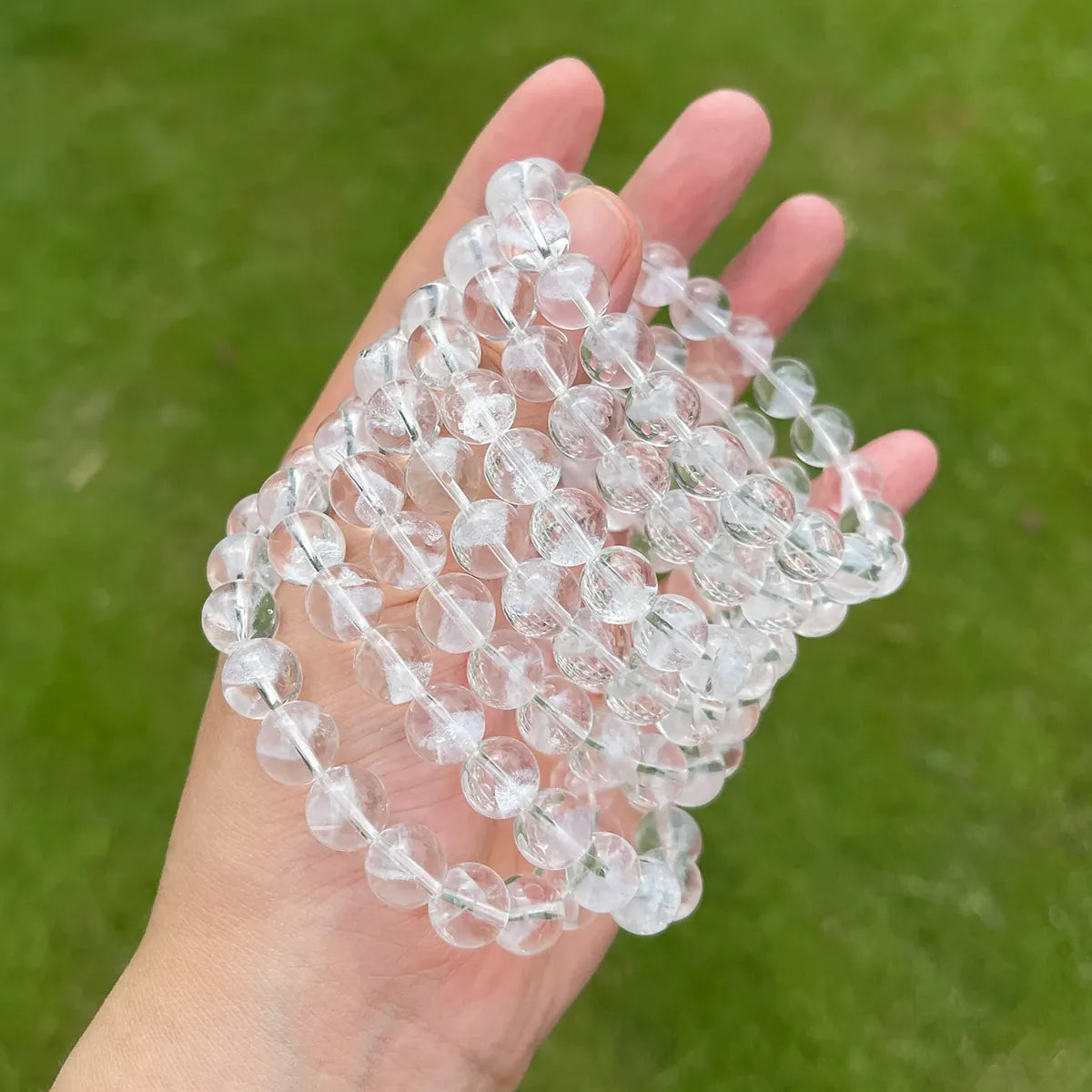 Natural Clear Quartz Aurora Pyramid Bracelet Geometric Crystal Beaded Stretch Jewelry for Women Men Crown Chakra Clarity Gift