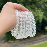 Natural Clear Quartz Aurora Pyramid Bracelet Geometric Crystal Beaded Stretch Jewelry for Women Men Crown Chakra Clarity Gift