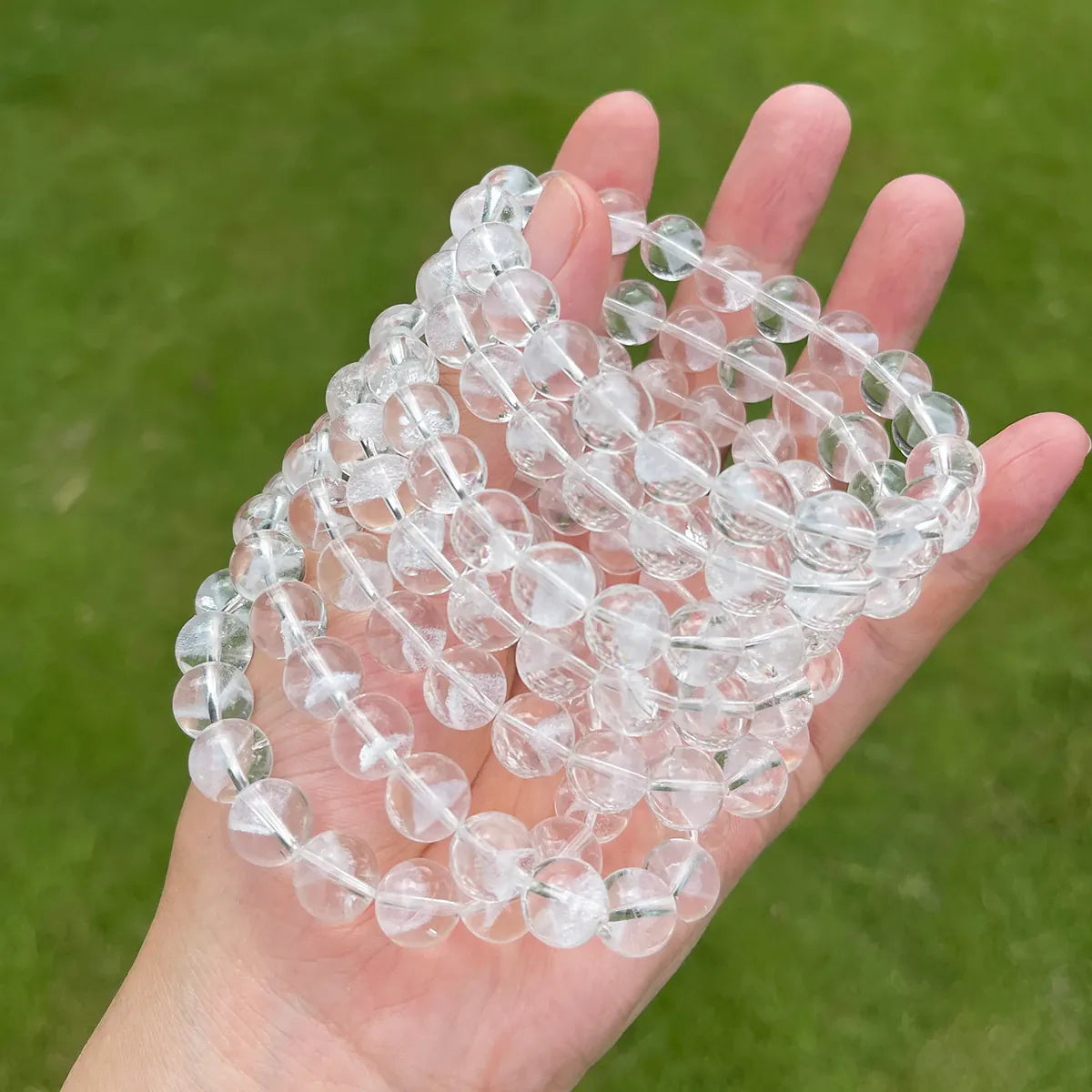 Natural Clear Quartz Aurora Pyramid Bracelet Geometric Crystal Beaded Stretch Jewelry for Women Men Crown Chakra Clarity Gift