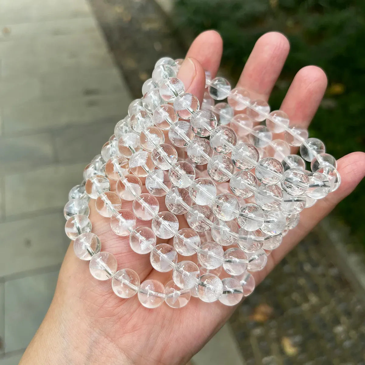 Natural Clear Quartz Aurora Pyramid Bracelet Geometric Crystal Beaded Stretch Jewelry for Women Men Crown Chakra Clarity Gift