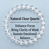 Natural Clear Quartz Pyramid Beaded Bracelet Unisex Elastic Stretch Band Mindfulness Clarity Stone Wristband Yoga Jewelry Gifts