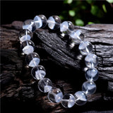 Natural Clear Quartz Pyramid Beaded Bracelet Unisex Elastic Stretch Band Mindfulness Clarity Stone Wristband Yoga Jewelry Gifts