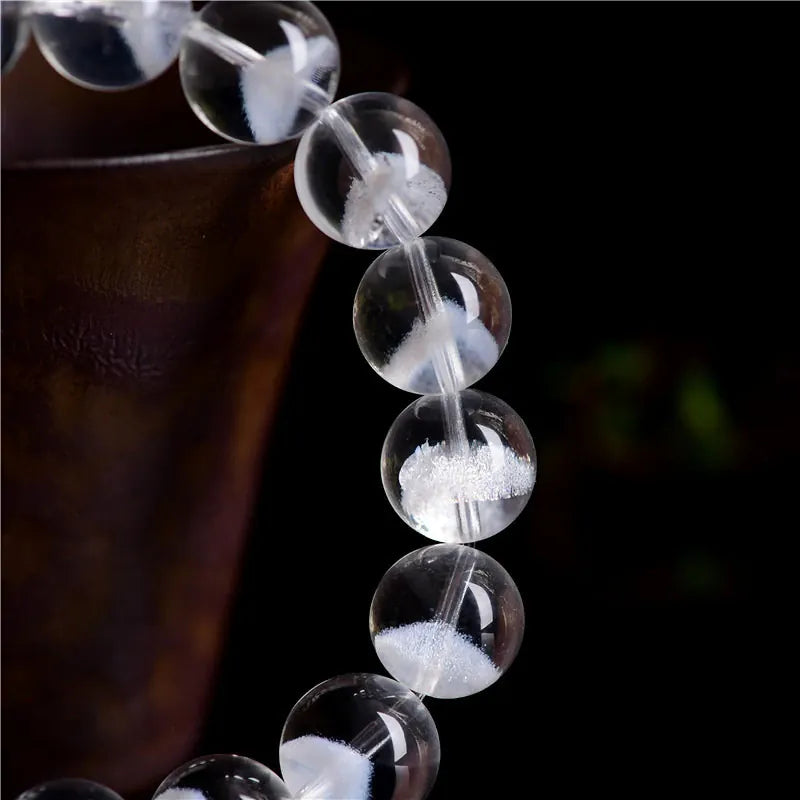 Natural Clear Quartz Pyramid Beaded Bracelet Unisex Elastic Stretch Band Mindfulness Clarity Stone Wristband Yoga Jewelry Gifts