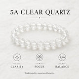 Natural Clear Quartz Stretch Bead Bracelet for Women and Men