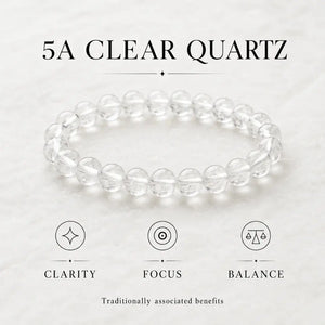 Natural Clear Quartz Stretch Bead Bracelet for Women and Men