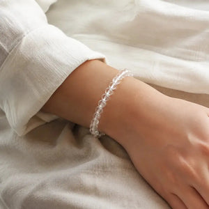 Natural Clear Quartz Stretch Bead Bracelet for Women and Men
