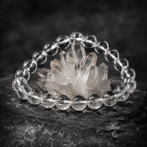 Natural Clear Quartz Stretch Bead Bracelet for Women and Men