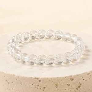Natural Clear Quartz Stretch Bead Bracelet for Women and Men