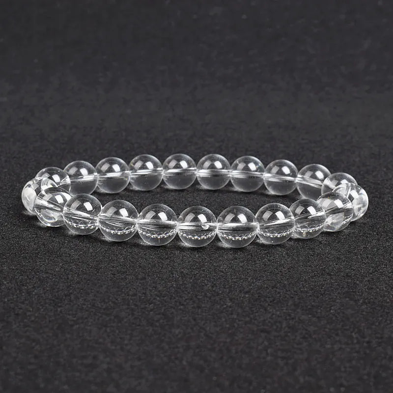 Natural Clear Quartzs Bracelet White Transparency Healing Crystal Energy Stone Boho Reiki Gem Stone Beads Simple Yoga Jewelry
