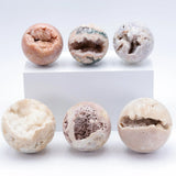 Natural Cluster Ball Sphere Pink Purple Green Quartz Stone Opening Ball Sphere Energy Healing Mineral Crystal Rock Room Decor