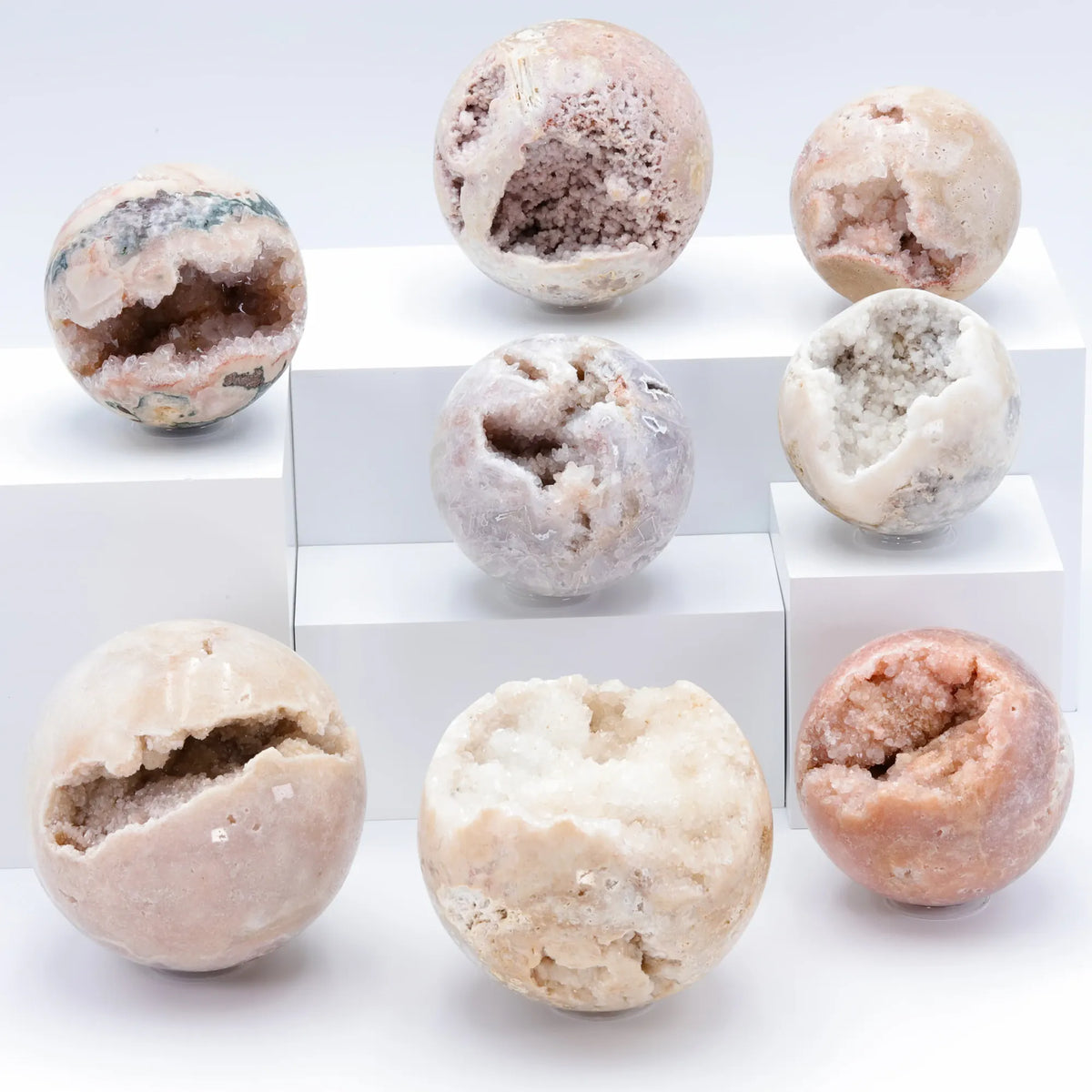 Natural Cluster Ball Sphere Pink Purple Green Quartz Stone Opening Ball Sphere Energy Healing Mineral Crystal Rock Room Decor