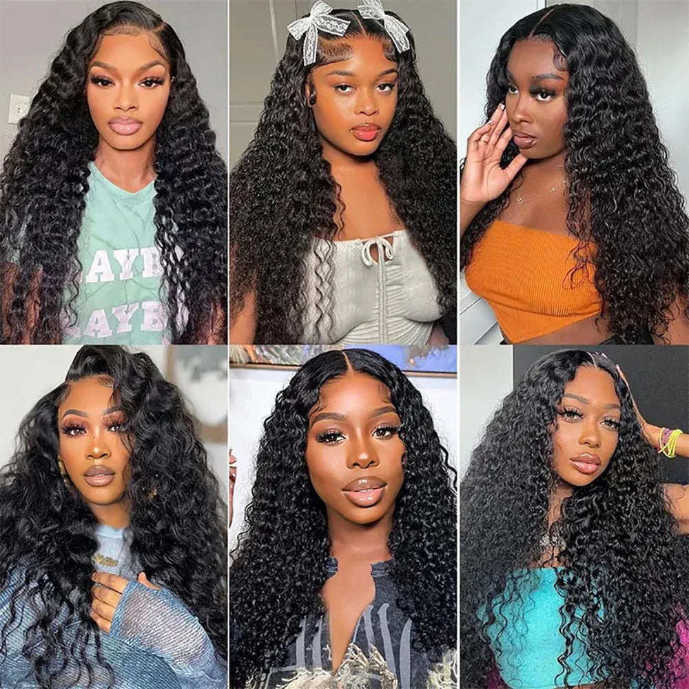 Natural Color Deep Wave Human Hair Wig 46 Inch 13x6 HD Lace Frontal Pre Plucked Natural Hairline Soft Breathable For Women