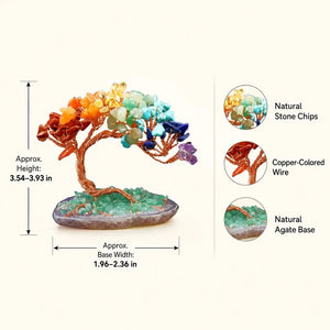 Natural Colorful Crystal Chip Gemstone Tree, Copper Wire Agate Base Fortune Tree Ornament