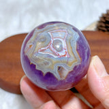 Natural Crystal Amethyst With Agate Sphere Polished Ball High Quality Healing Gemstones Home Decorations Room Decor Mineral Gift