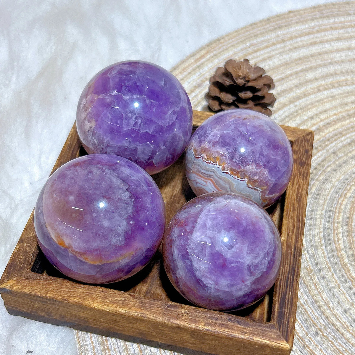 Natural Crystal Amethyst With Agate Sphere Polished Ball High Quality Healing Gemstones Home Decorations Room Decor Mineral Gift