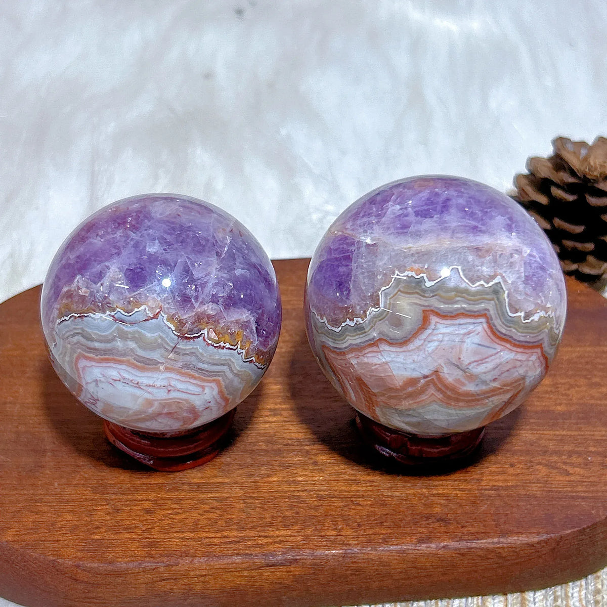 Natural Crystal Amethyst With Agate Sphere Polished Ball High Quality Healing Gemstones Home Decorations Room Decor Mineral Gift