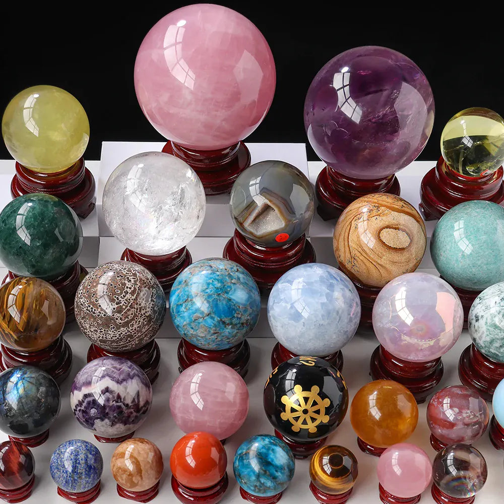 Natural Crystal Ball Rose Quartz Polished Reiki Healing Lazuli Amethyst Stone Sphere Desk Home Decor Crystal Ball Souvenirs VIP