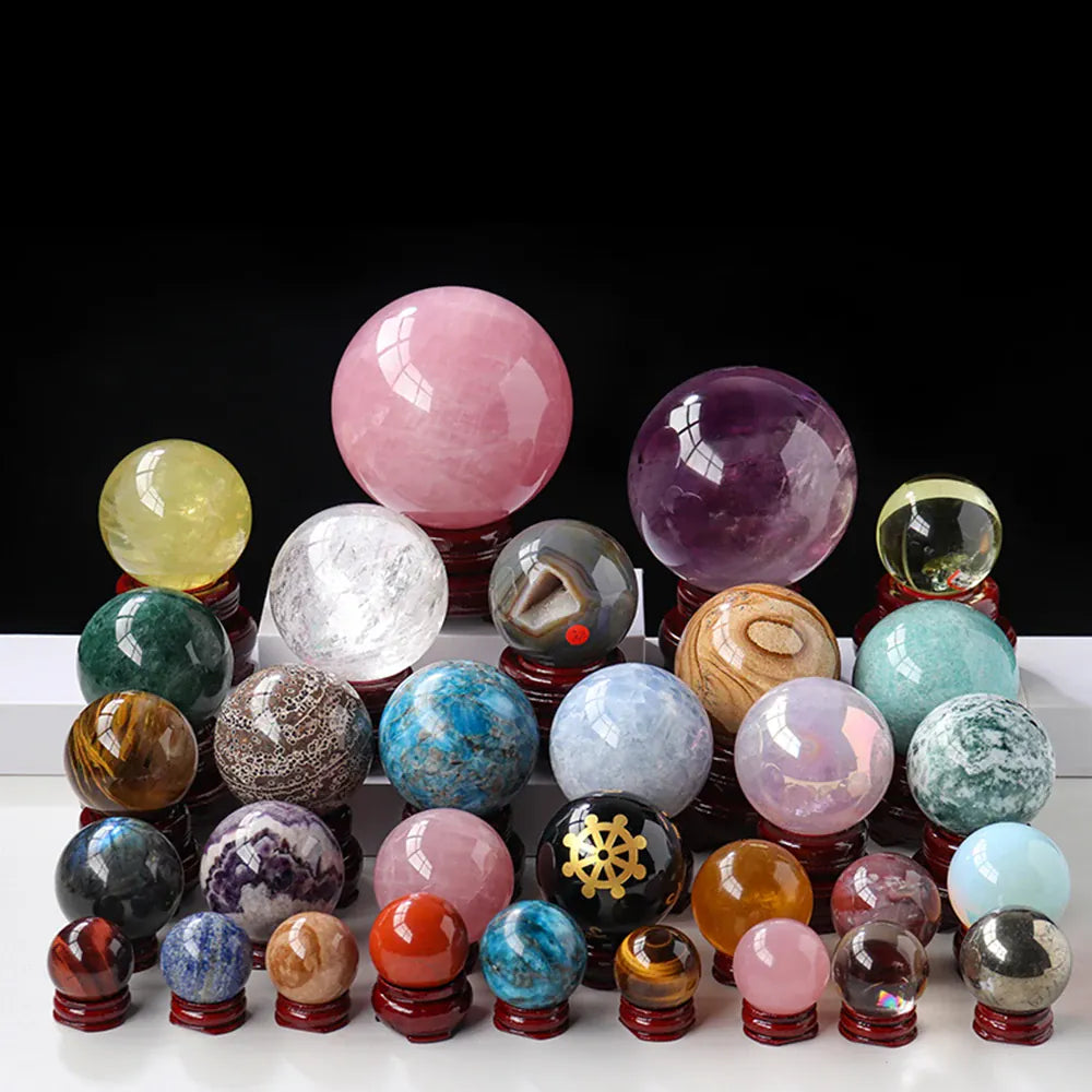 Natural Crystal Ball Rose Quartz Polished Reiki Healing Lazuli Amethyst Stone Sphere Desk Home Decor Crystal Ball Souvenirs VIP