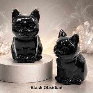 Natural Crystal Cat Figurine, 1.8 Inch Hand-Carved Crystal Stone Statue for Home Decor