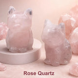Natural Crystal Cat Figurine, 1.8 Inch Hand-Carved Crystal Stone Statue for Home Decor