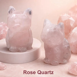 Natural Crystal Cat Figurine, 1.8 Inch Hand-Carved Crystal Stone Statue for Home Decor