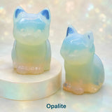 Natural Crystal Cat Figurine, 1.8 Inch Hand-Carved Crystal Stone Statue for Home Decor