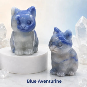Natural Crystal Cat Figurine, 1.8 Inch Hand-Carved Crystal Stone Statue for Home Decor