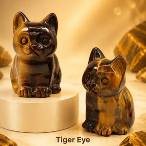 Natural Crystal Cat Figurine, 1.8 Inch Hand-Carved Crystal Stone Statue for Home Decor