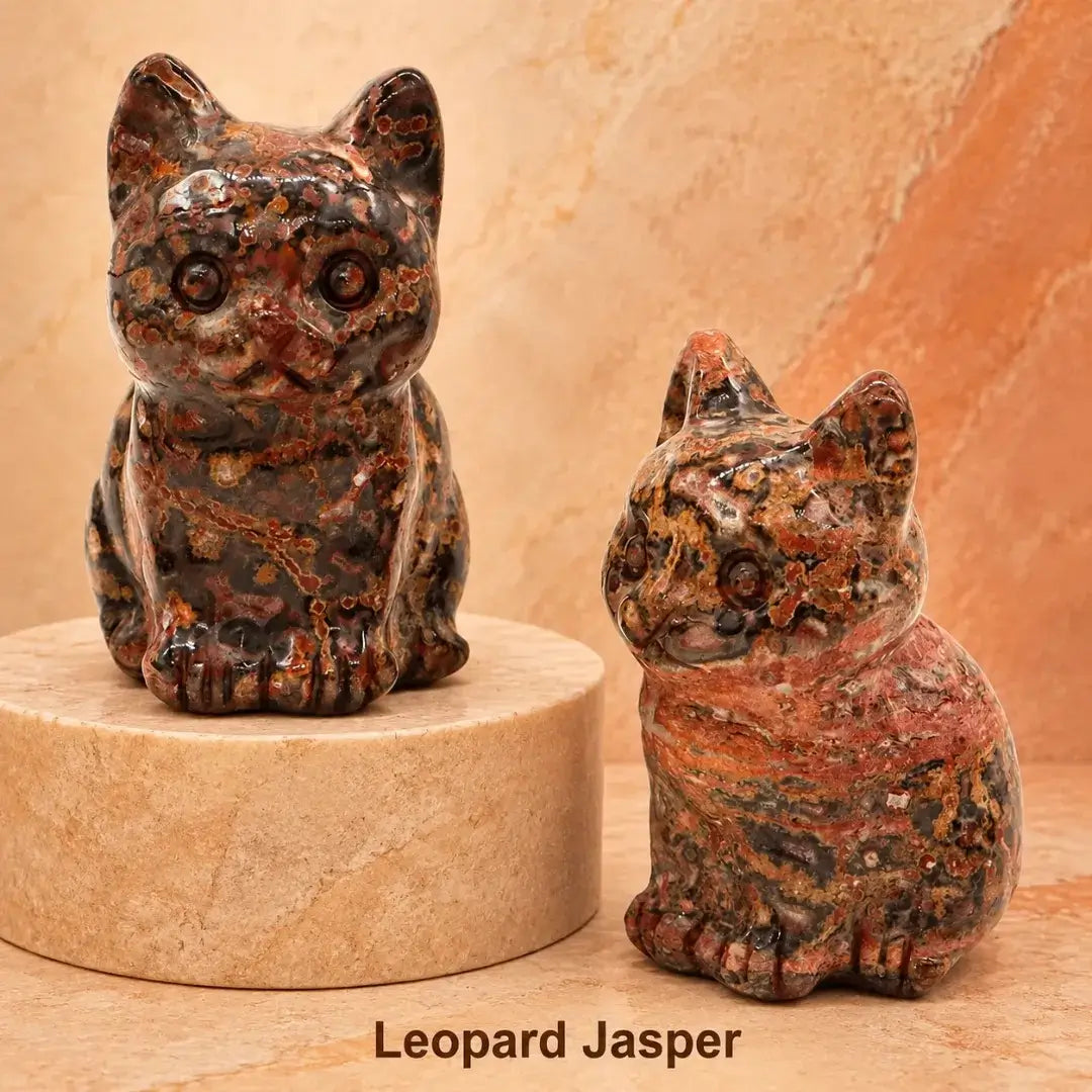 Natural Crystal Cat Figurine, 1.8 Inch Hand-Carved Crystal Stone Statue for Home Decor