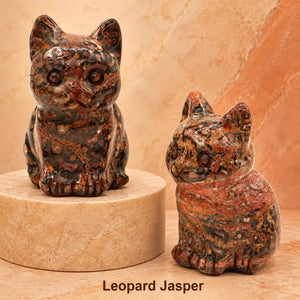 Natural Crystal Cat Figurine, 1.8 Inch Hand-Carved Crystal Stone Statue for Home Decor