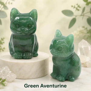Natural Crystal Cat Figurine, 1.8 Inch Hand-Carved Crystal Stone Statue for Home Decor