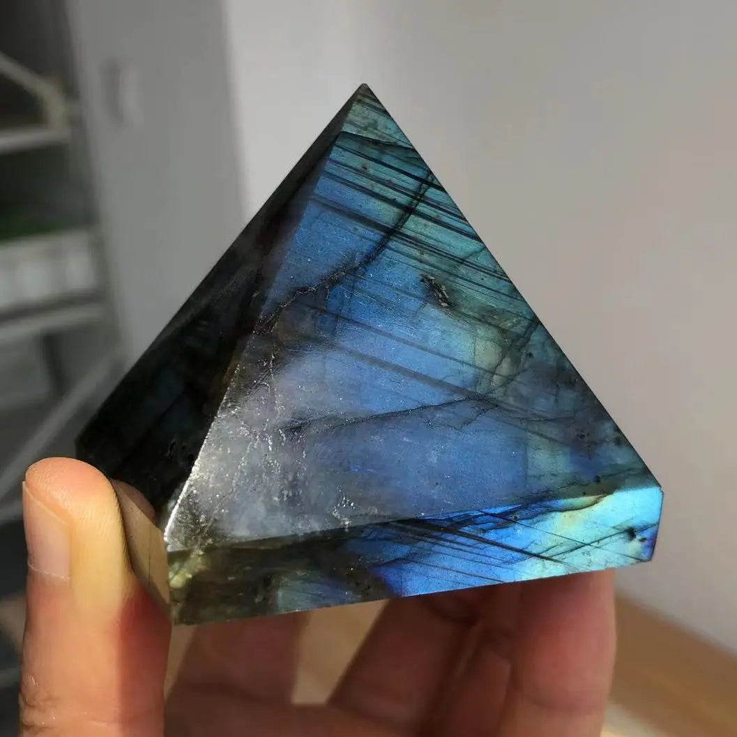Natural Crystal Labradorite Pyramid Quartz Healing Stone Chakra Reiki Crystal Point Tower Home Decor Meditation Ore Mineral