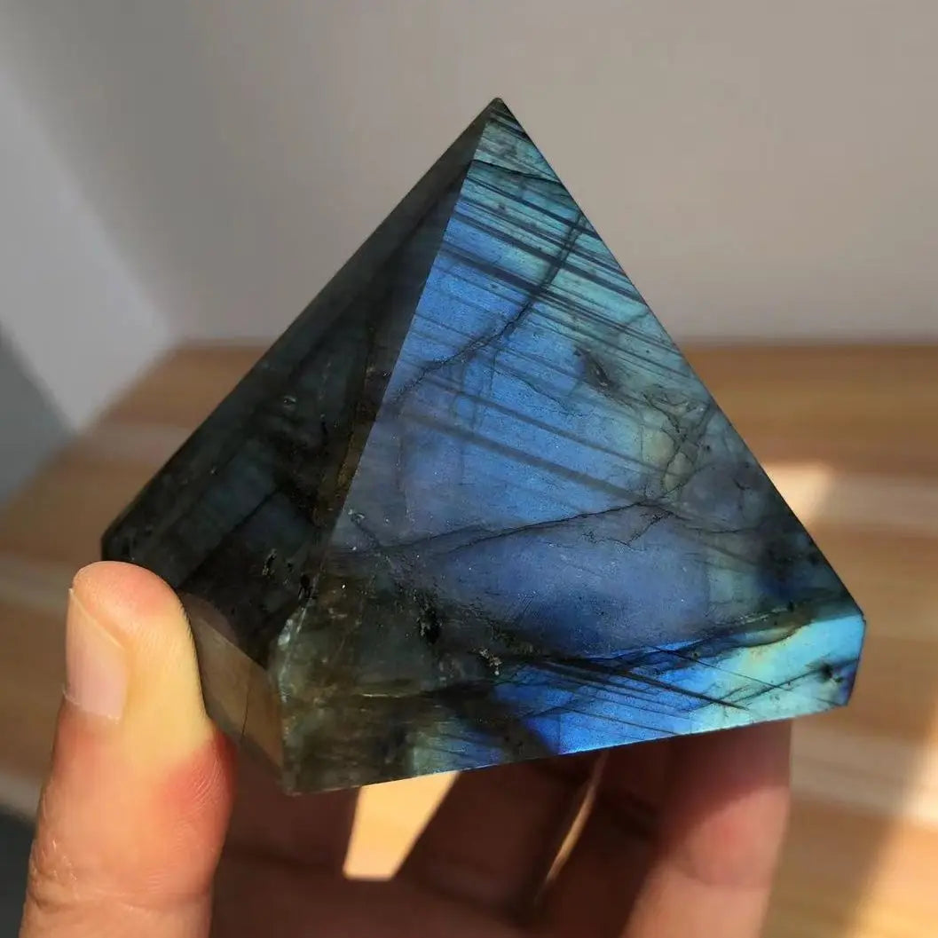 Natural Crystal Labradorite Pyramid Quartz Healing Stone Chakra Reiki Crystal Point Tower Home Decor Meditation Ore Mineral