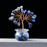 Natural Crystal Raw Stone Fortune Gravel Crystal Tree, Hand-Woven mini Lucky Crystal Tree Ornament for Home and Car