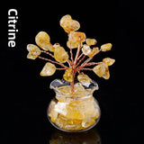 Natural Crystal Raw Stone Fortune Gravel Crystal Tree, Hand-Woven mini Lucky Crystal Tree Ornament for Home and Car