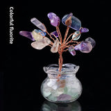 Natural Crystal Raw Stone Fortune Gravel Crystal Tree, Hand-Woven mini Lucky Crystal Tree Ornament for Home and Car