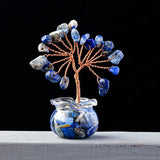 Natural Crystal Raw Stone Fortune Gravel Crystal Tree, Hand-Woven mini Lucky Crystal Tree Ornament for Home and Car