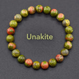 Natural Crystal Stone Bead Bracelet, Gemstone Stretch Jewelry for Women and Men 1