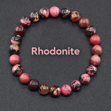 Natural Crystal Stone Bead Bracelet, Gemstone Stretch Jewelry for Women and Men 1