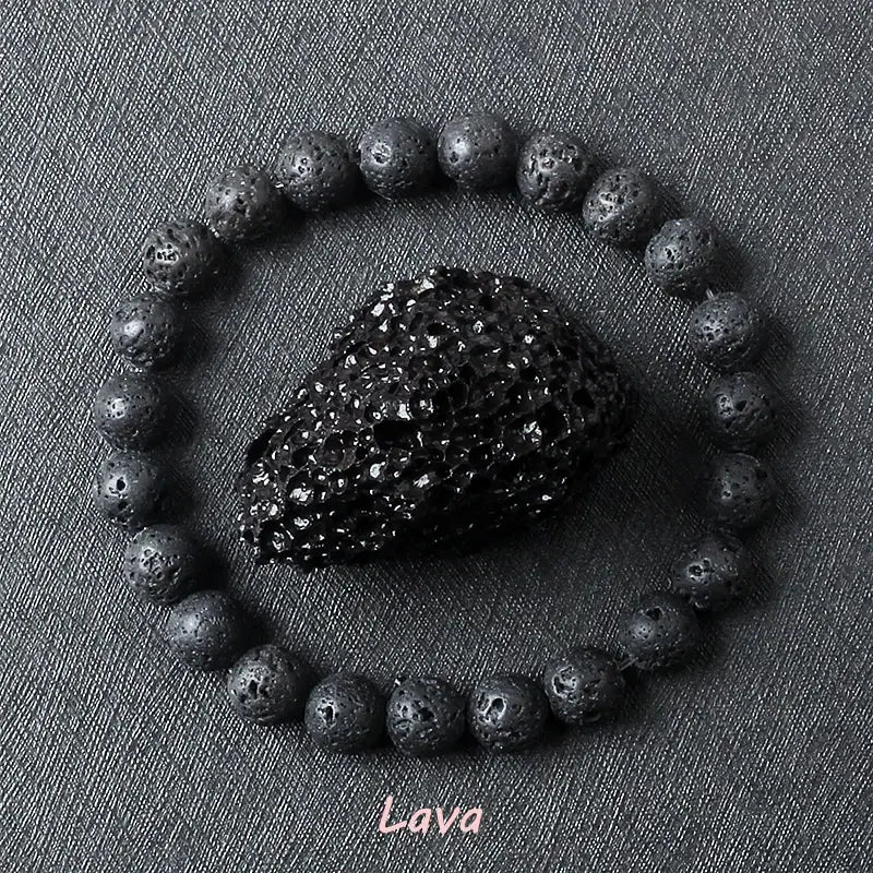 Natural Crystal Stone Bead Bracelet, Gemstone Stretch Jewelry for Women and Men