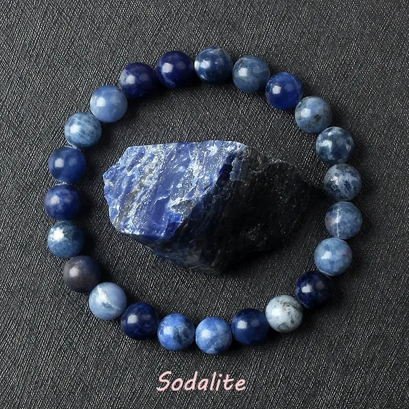 Natural Crystal Stone Bead Bracelet, Gemstone Stretch Jewelry for Women and Men