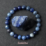 Natural Crystal Stone Bead Bracelet, Gemstone Stretch Jewelry for Women and Men