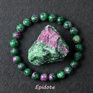 Natural Crystal Stone Bead Bracelet, Gemstone Stretch Jewelry for Women and Men