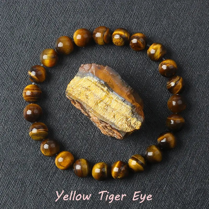 Natural Crystal Stone Bead Bracelet, Gemstone Stretch Jewelry for Women and Men